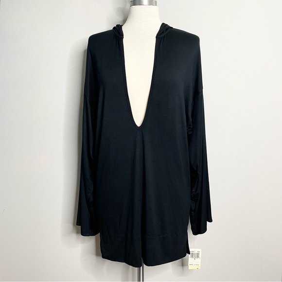 TRINA TURK Swim Spa Collection Long Sleeve Deep V-Neck Hooded